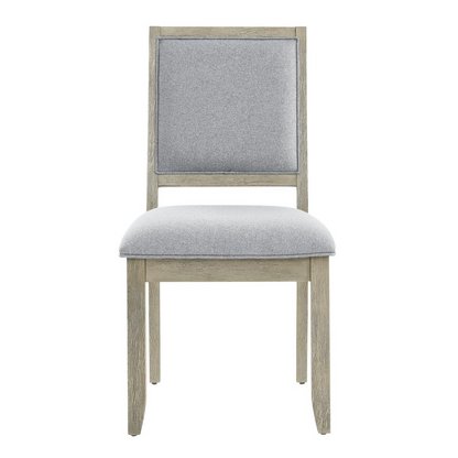 Gray Carena Side Chair by Start2Finish with a sleek, modern design and wooden legs, suitable for dining or office use.