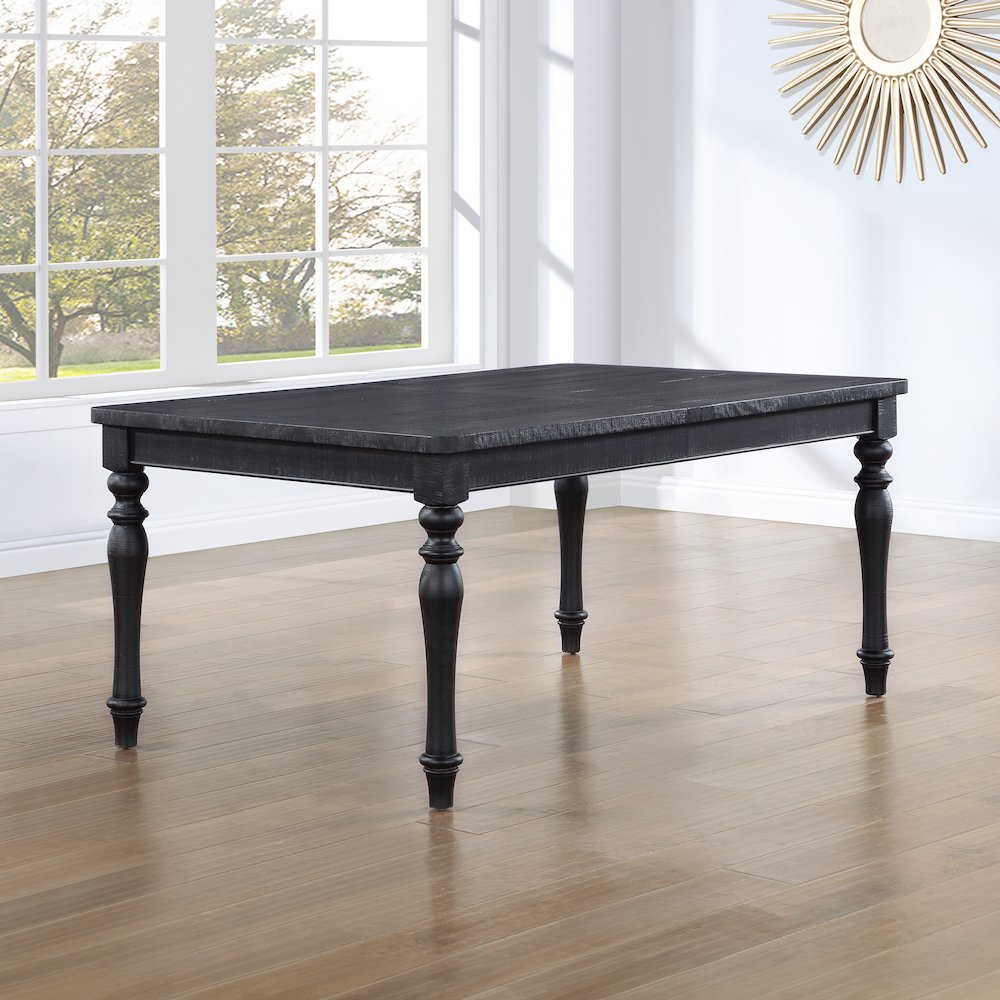 Start2Finish Odessa 66-84-inch dining table with 18-inch leaf, showing wooden surface and extended length for large dining spaces.