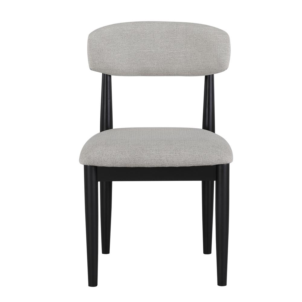 Magnolia upholstered black side chair by Start2Finish, featuring a cushioned seat and backrest with wooden legs for modern dining.