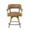 Start2Finish Rylie 24-inch swivel counter chair with camel vegan leather upholstery, featuring a modern design and cushioned seat.