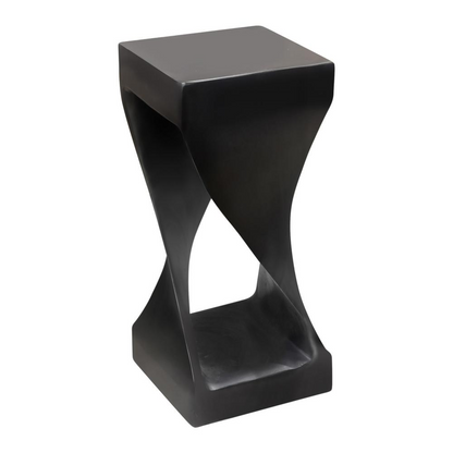 Solana solid wood accent table in black finish, modern furniture piece with a sleek, minimalist design for living spaces.