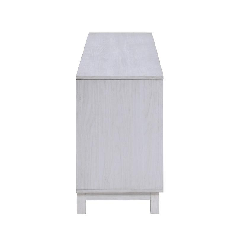 White walnut finish Summit 70-inch TV stand with fireplace, modern furniture by Start2Finish, featuring ample storage and sleek design.