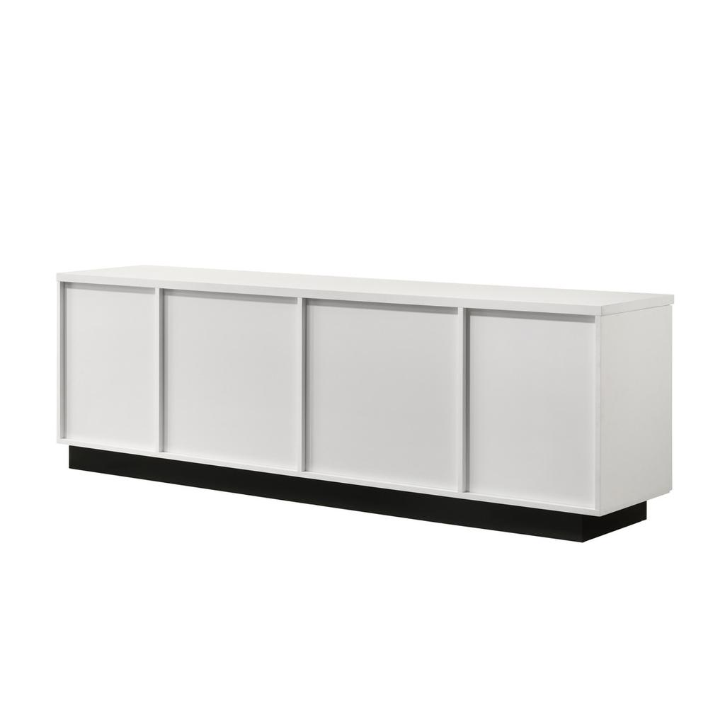 White finish Matilda TV stand with 70.5-inch width and drawers, featuring a modern design from Start2Finish.