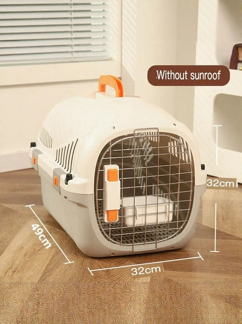 Portable Pet Carrier by Pear Daisy, cozy and lightweight for small pets, with mesh sides for ventilation and easy carrying.