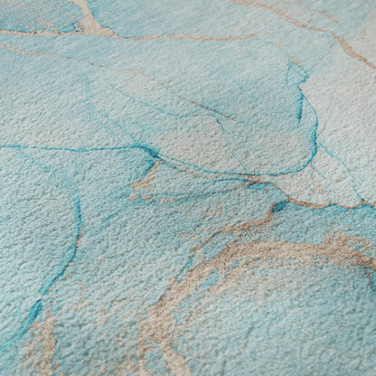 Start2Finish Odyssey OY7 teal 3x5 washable rug with intricate pattern, soft texture, and vibrant color for modern home decor.