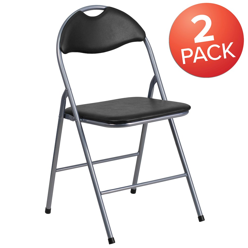 Set of 2 padded metal folding chairs by Start2Finish, featuring cushioned seats and sturdy folding metal frames.