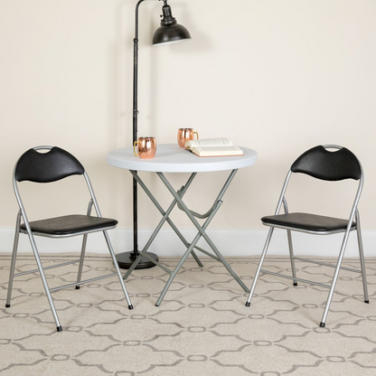 Set of 2 padded metal folding chairs by Start2Finish, showcasing sturdy frames and cushioned seats for comfortable seating.