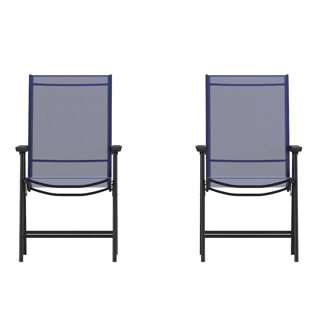 Set of 2 modern patio folding chairs by Start2Finish, featuring sleek design and sturdy metal frames for outdoor seating.