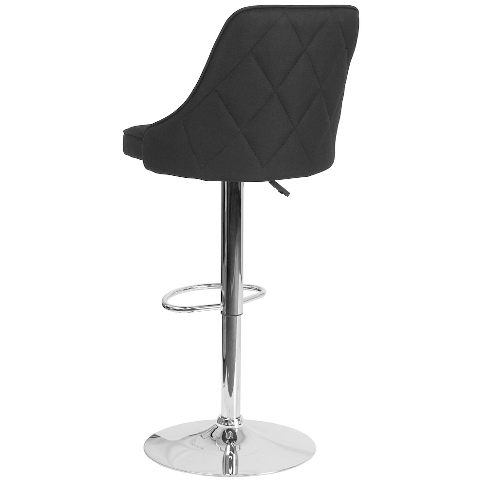 Contemporary style stool by Start2Finish with a sleek metal frame and cushioned seat in neutral fabric.