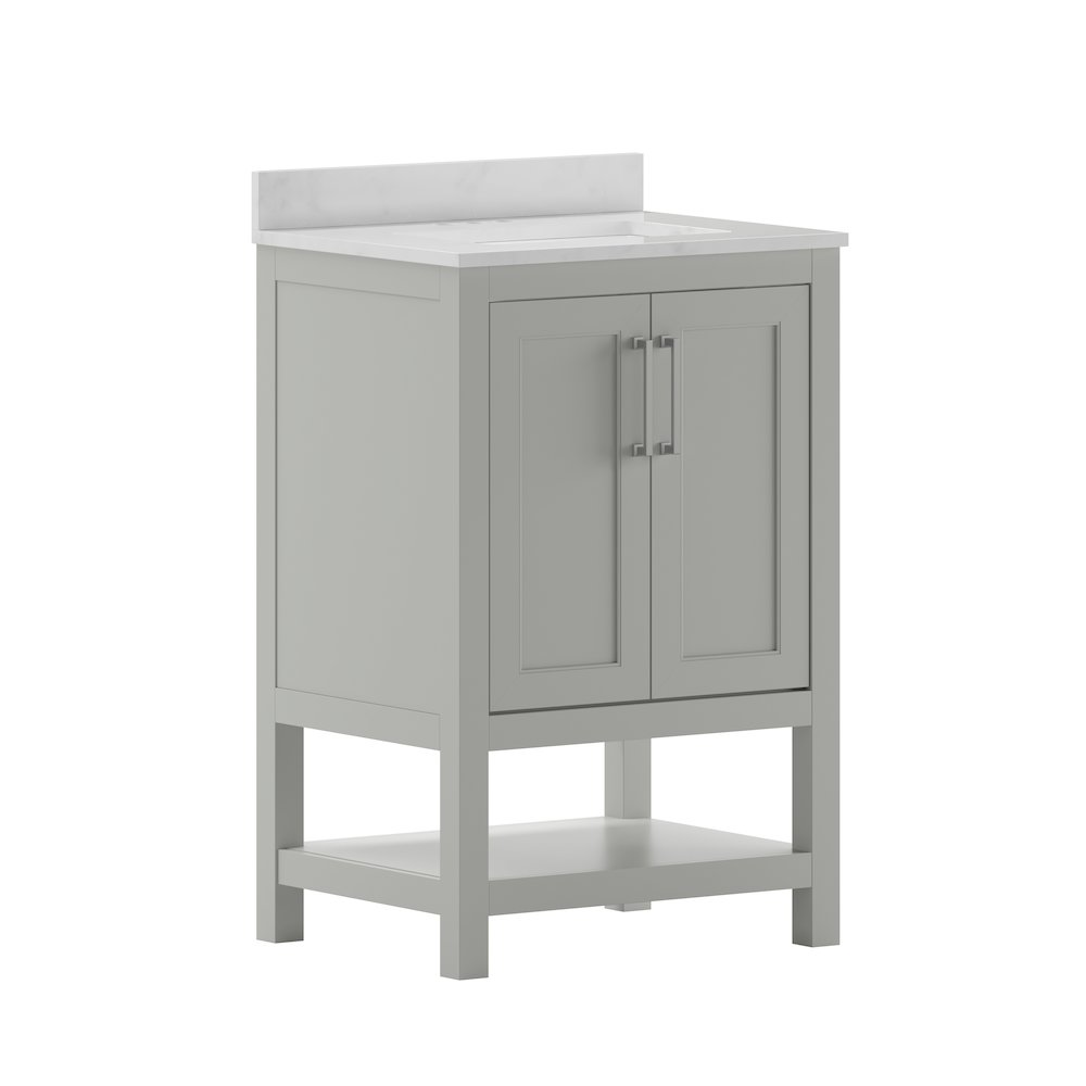 Contemporary 24-inch bathroom vanity with integrated sink from Start2Finish, featuring sleek modern design and clean lines.