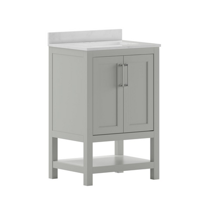 Contemporary 24-inch bathroom vanity with integrated sink from Start2Finish, featuring sleek modern design and clean lines.