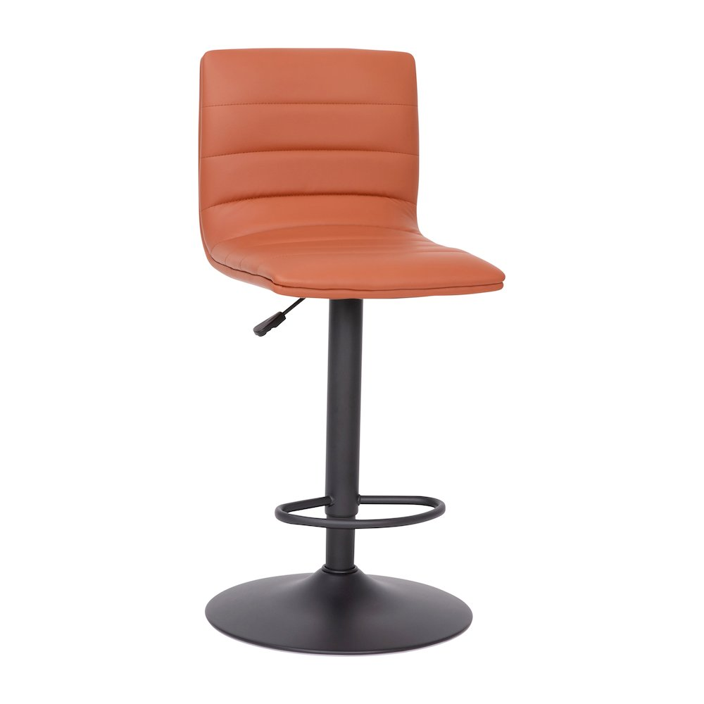 Contemporary adjustable height stool with pedestal base, featuring a sleek design and ergonomic seating for modern furniture.
