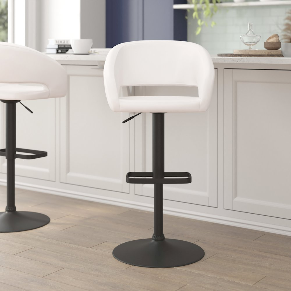 Start2Finish contemporary adjustable swivel bar stool with a modern design, cushioned seat, and metal base for kitchen or bar area.