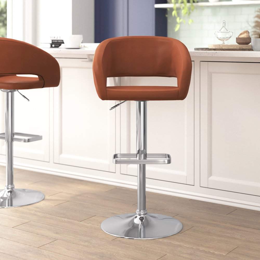 Contemporary adjustable swivel bar stool by Start2Finish with a modern design, wooden seat, and metal base for bar or kitchen use.