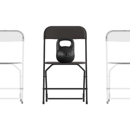 Set of four versatile plastic folding chairs by Start2Finish, suitable for commercial, big and tall use, lightweight and durable furniture.