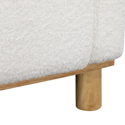Maizie white boucle fabric armchair by Start2Finish, showcasing a modern, plush furniture piece with a sturdy frame and stylish design.