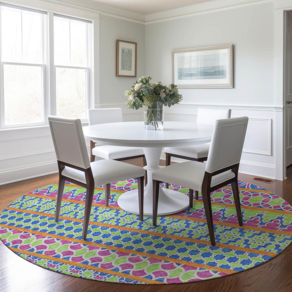 Start2Finish Chantille ACN726 pink 8x8 rug with soft, plush texture and intricate pattern, perfect for adding color to any room.