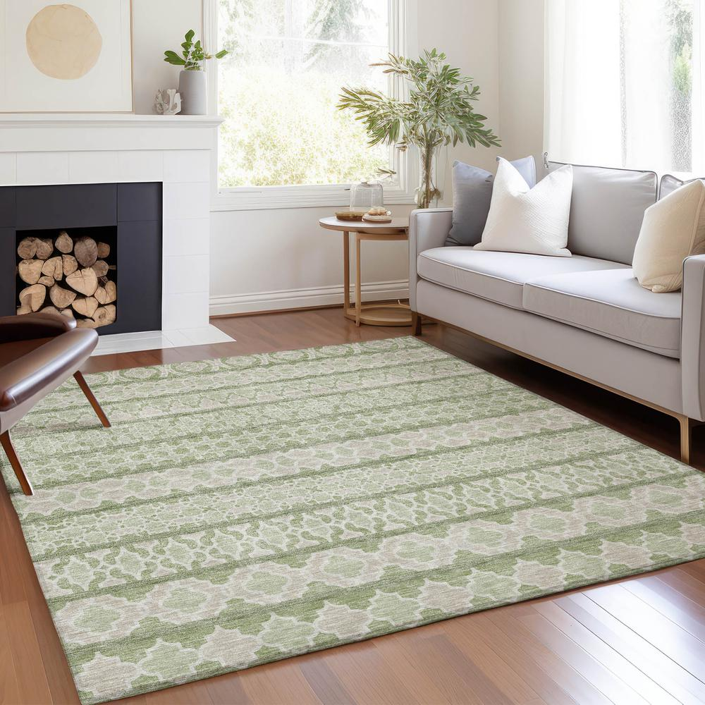 Start2Finish Chantille ACN726 Green 10x14 rug with soft, woven texture and intricate pattern, ideal for living rooms and bedrooms.