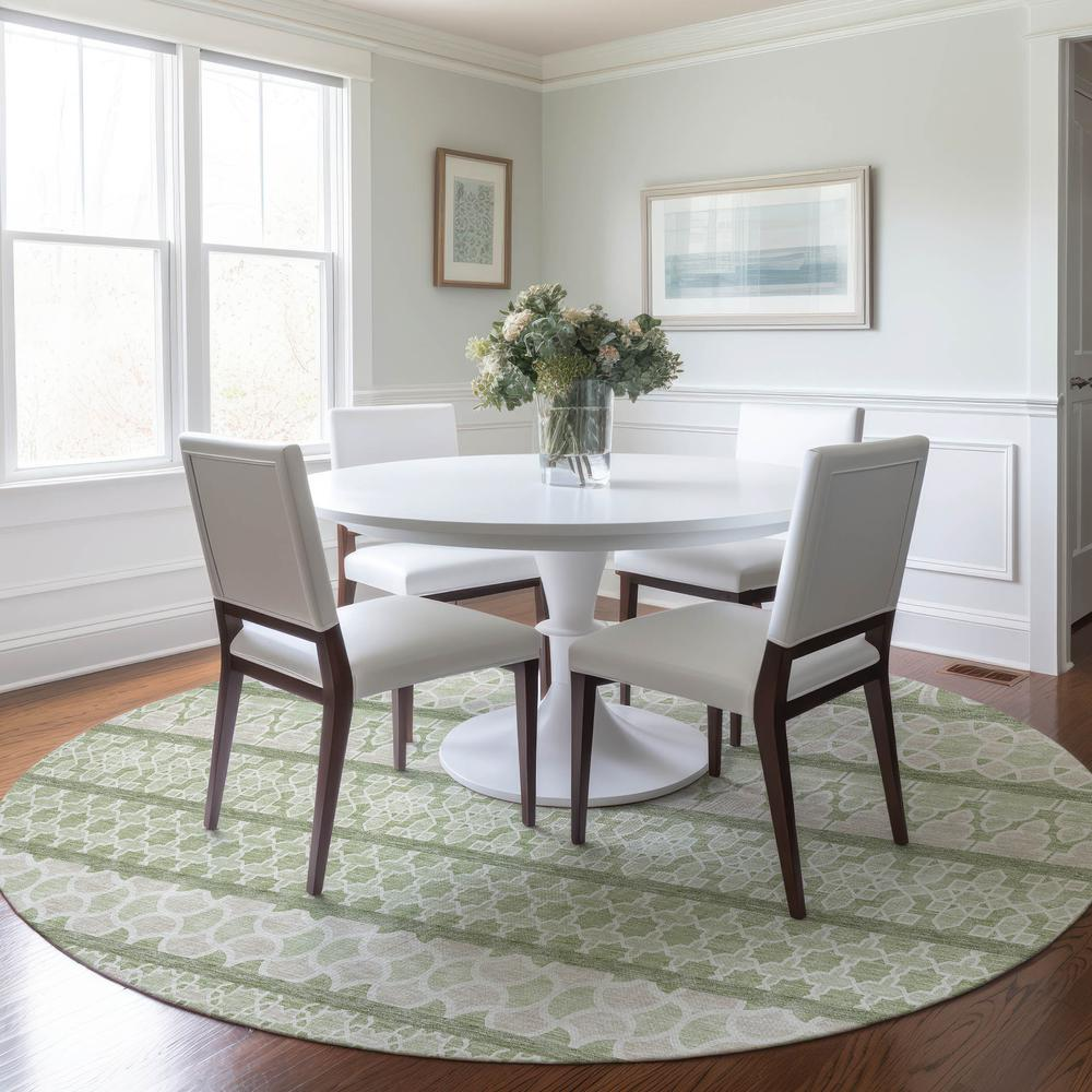 Start2Finish Chantille ACN726 green 8x8 rug with intricate pattern, soft texture, and vibrant color for home decor.