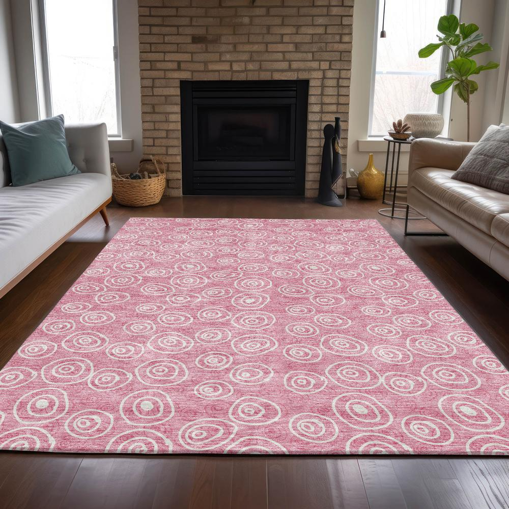Pink Chantille ACN728 10x14 rug by Start2Finish, featuring soft fabric and a decorative pattern on a neutral background.