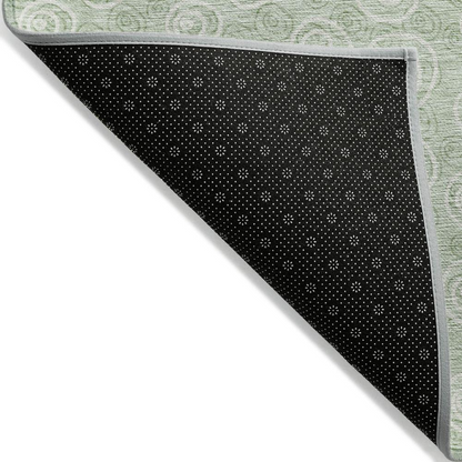 Start2Finish Chantille ACN728 green rug, 10x14 feet, showcasing a plush, textured fabric with a vibrant green color.