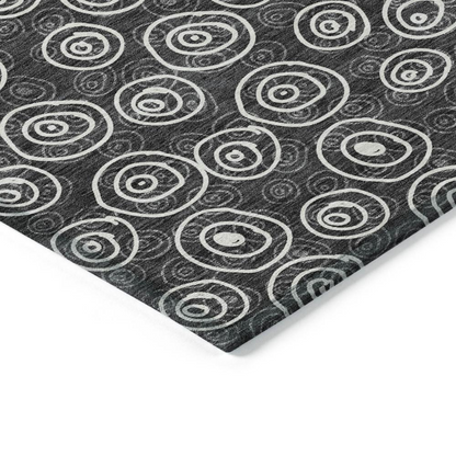 Start2Finish Chantille ACN728 black 10x14 rug with intricate pattern, showcasing a plush, textured surface and elegant design.