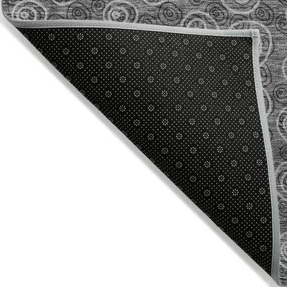 Start2Finish Chantille ACN728 gray 10x14 rug with intricate pattern, soft texture, and plush appearance on a neutral floor.