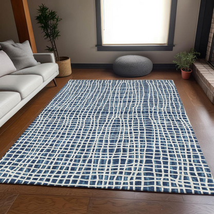 Start2Finish Chantille ACN729 blue 9x12 rug with intricate patterns and soft texture, ideal for living room or bedroom decor.