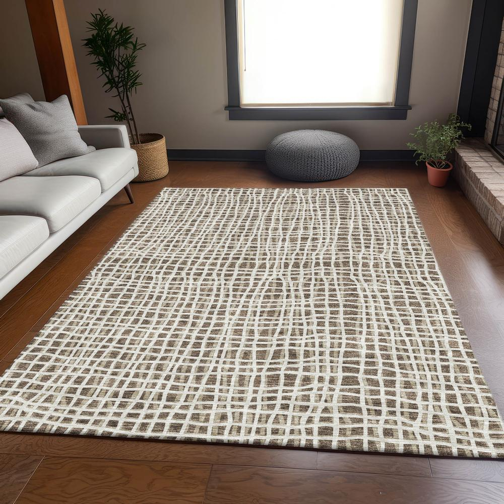 Start2Finish Chantille ACN729 brown 10x14 rug with intricate pattern and soft texture, perfect for living room or bedroom décor.