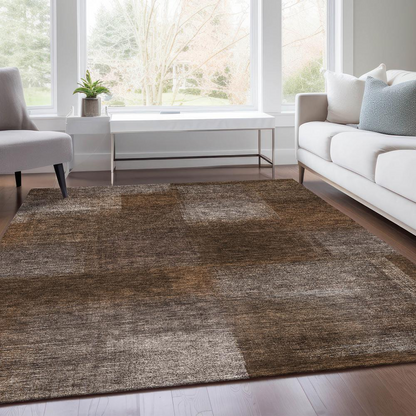 Start2Finish Chantille ACN742 brown 8x10 rug with intricate pattern, soft texture, and stylish design for living room or bedroom decor.