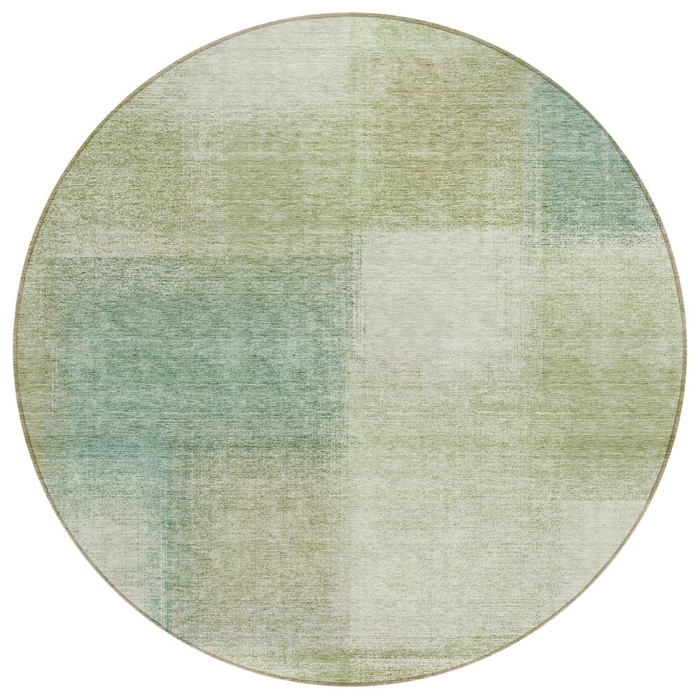Start2Finish Chantille ACN742 green 8x8 rug with soft, plush texture and intricate pattern on smooth surface.