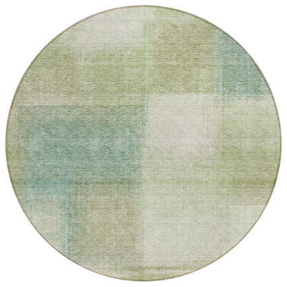 Start2Finish Chantille ACN742 green 8x8 rug with soft, plush texture and intricate pattern on smooth surface.