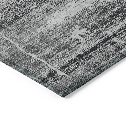 Start2Finish Chantille ACN747 black 8x10 rug with intricate pattern and plush texture, perfect for living rooms or bedrooms.