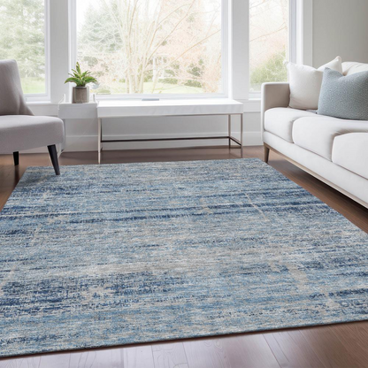 Start2Finish Chantille ACN747 blue 10x14 rug with intricate pattern, soft texture, and vibrant color for stylish home decor.