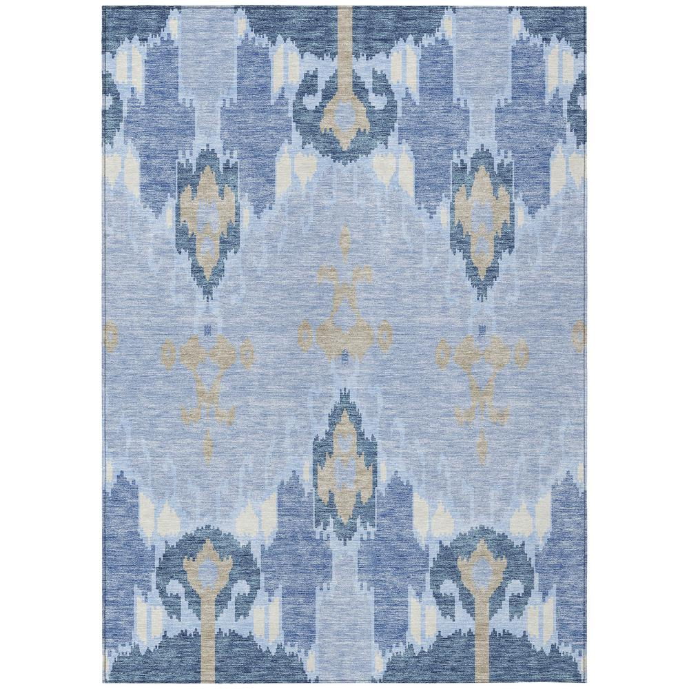 Start2Finish Chantille ACN748 blue 10x14 rug with intricate pattern, soft texture, and decorative design on neutral background.