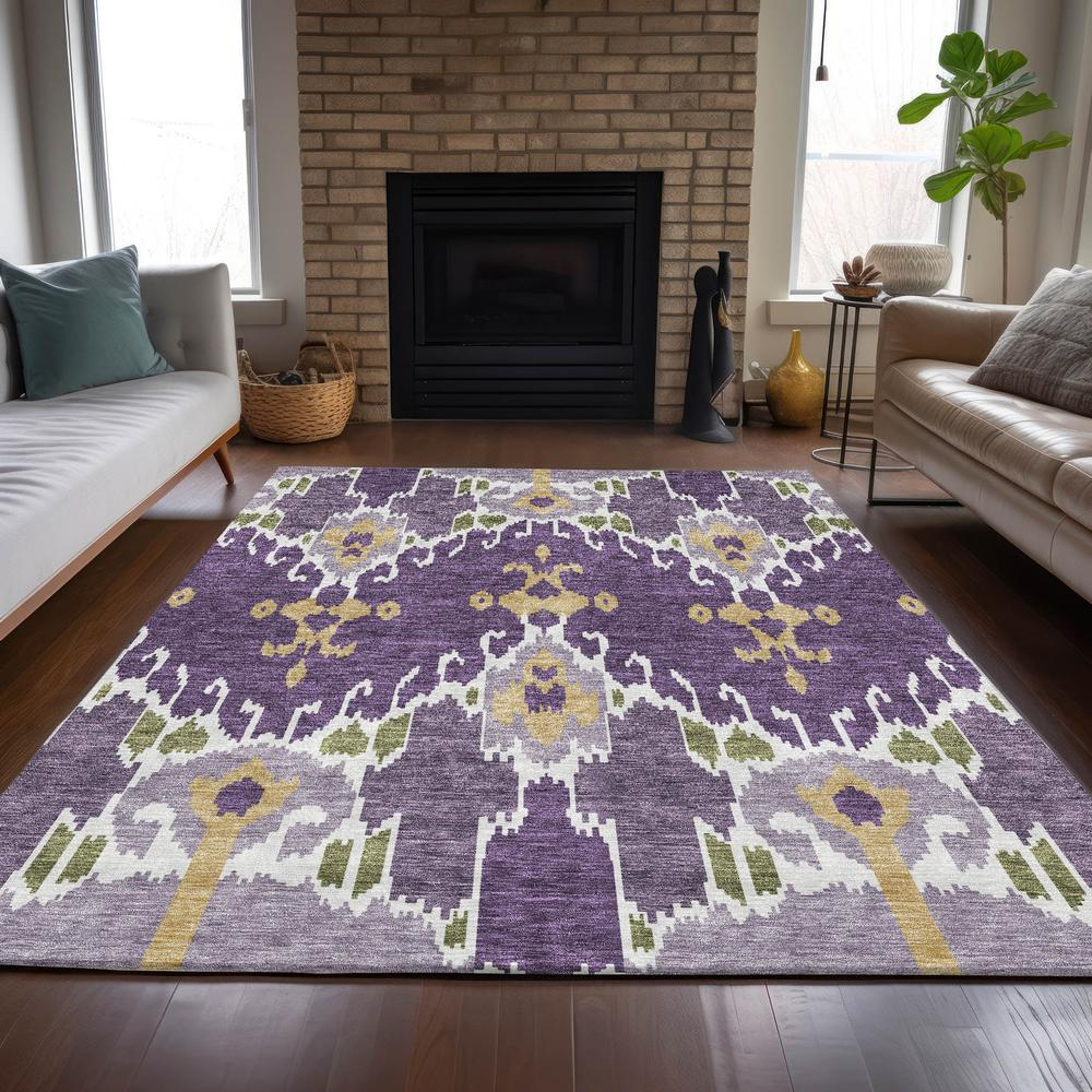 Start2Finish Chantille ACN748 purple 9x12 rug with intricate pattern, soft texture, and vibrant color, suitable for living room or bedroom.