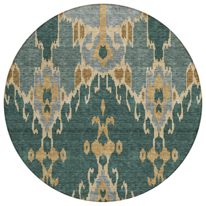 Start2Finish Chantille ACN748 green 8x8 rug with intricate pattern, soft texture, and vibrant color for stylish home decor.