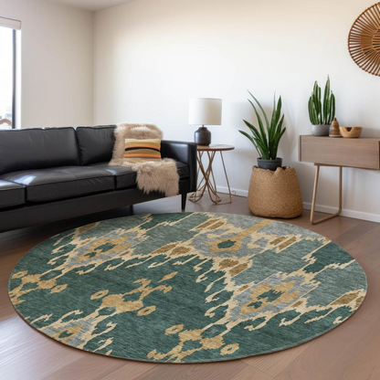 Start2Finish Chantille ACN748 green 8x8 rug with intricate pattern and plush texture, ideal for living room or bedroom decor.