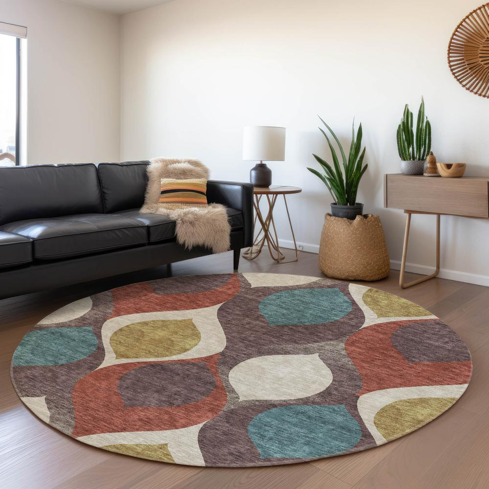Start2Finish Chantille ACN749 brown 8x8 rug showing soft woven fabric and plush texture in a square shape.