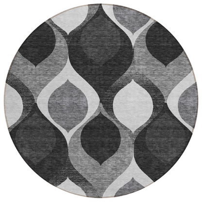 Start2Finish Chantille ACN749 black 8x8 rug with soft, plush texture and modern design, ideal for living rooms or bedrooms.