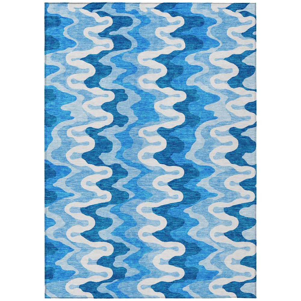 Start2Finish Chantille ACN750 blue 10x14 rug with intricate pattern, plush texture, and vibrant blue color on a neutral background.