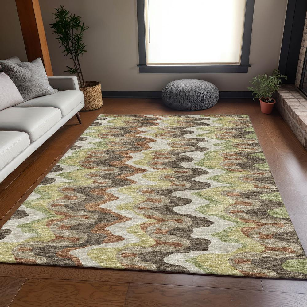 Start2Finish Chantille ACN750 brown 8x10 rug with intricate pattern, soft texture, and plush pile for living room or bedroom decor.