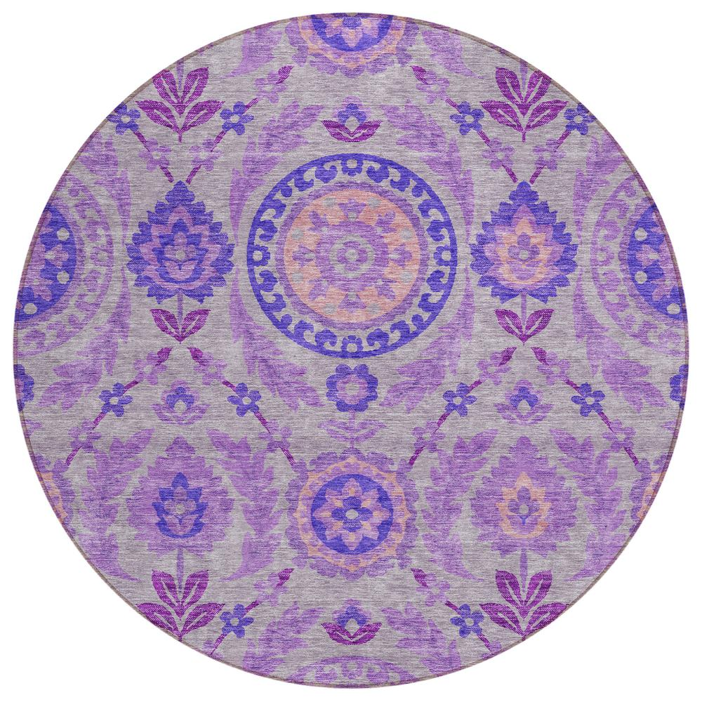 Start2Finish Chantille ACN751 purple 8x8 rug with soft, plush texture and intricate pattern, ideal for adding color to a room.