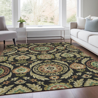 Start2Finish Chantille ACN751 black 10x14 rug with soft texture and elegant design for living room or bedroom decor.