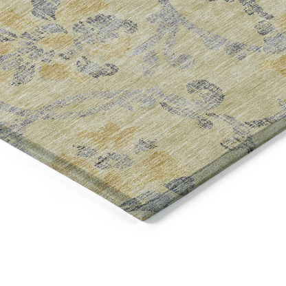 Start2Finish Chantille ACN762 gold 8x10 rug with intricate pattern, soft texture, and decorative design for living room or bedroom.