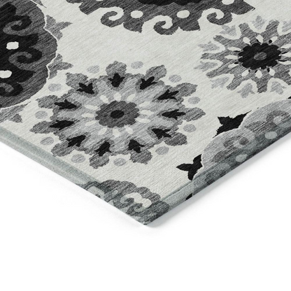 Start2Finish Chantille ACN763 black 10x14 rug with intricate pattern, soft texture, and stylish design for living room or bedroom decor.