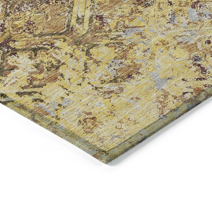 Start2Finish Chantille ACN768 gold rug, 9x12 feet, featuring intricate design and plush texture for elegant flooring.