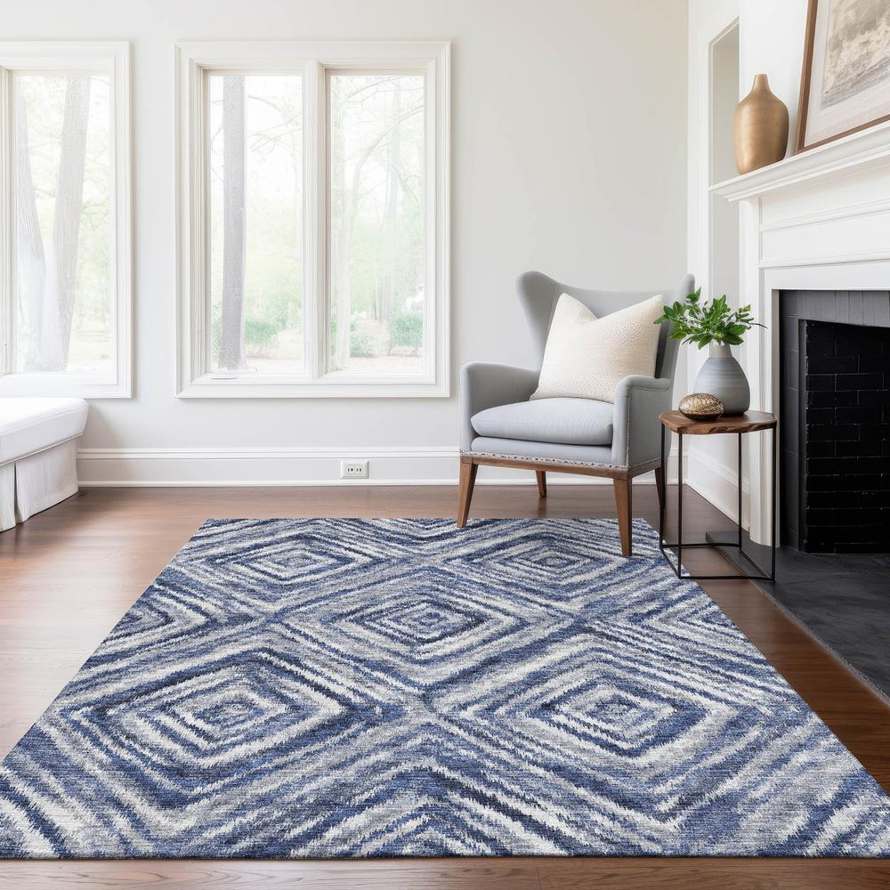 Start2Finish Chantille ACN781 blue 10x14 rug with intricate patterns, soft texture, and vibrant color for living room or bedroom decor.