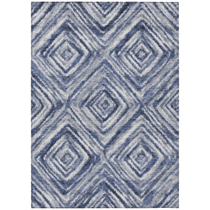 Start2Finish Chantille ACN781 Blue 9x12 rug with intricate pattern, soft texture, and vibrant blue color displayed in the image.