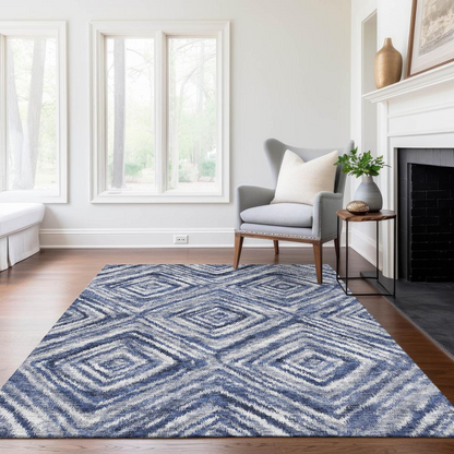 Start2Finish Chantille ACN781 blue 9x12 rug with intricate pattern, soft texture, and vibrant color for living room or bedroom decor.